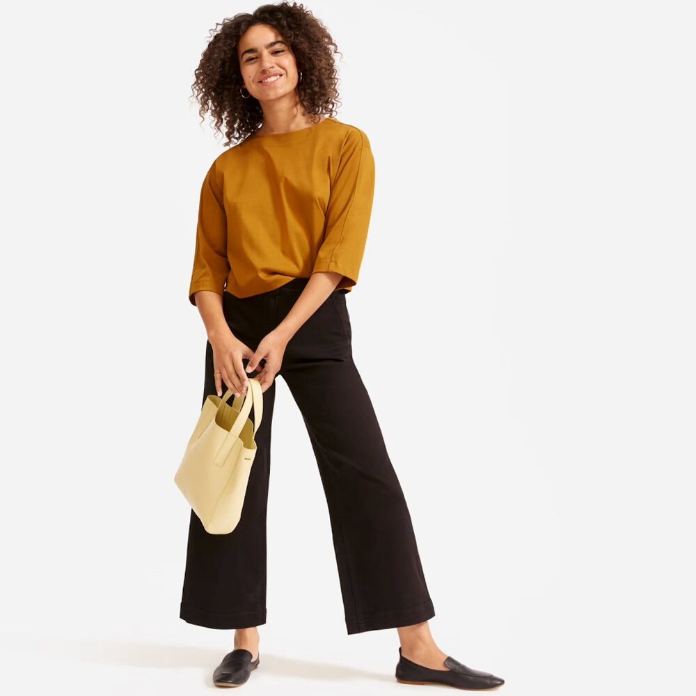 Everlane The Wide-Leg Crop Pant Black sz 14 Wide Leg